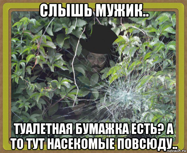слышь мужик.. туалетная бумажка есть? а то тут насекомые повсюду.., Мем MrEbanko - Horror