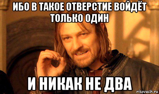 ибо в такое отверстие войдёт только один и никак не два, Мем Нельзя просто так взять и (Боромир мем)