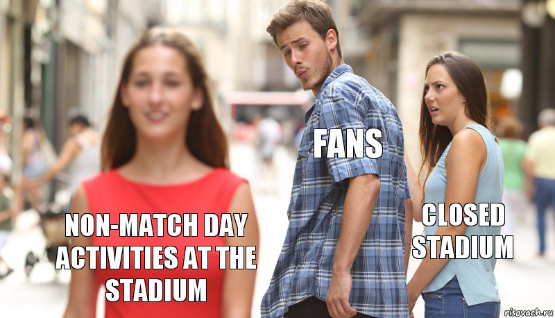 Fans Closed stadium Non-Match Day Activities at the stadium, Комикс      Парень засмотрелся на другую девушку