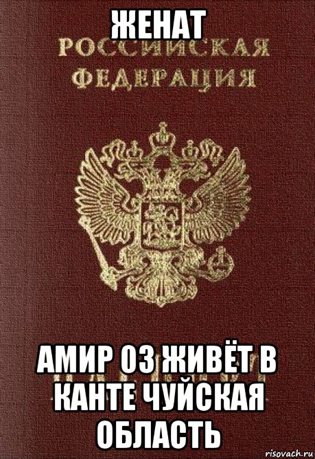 женат амир 03 живёт в канте чуйская область, Мем паспорт