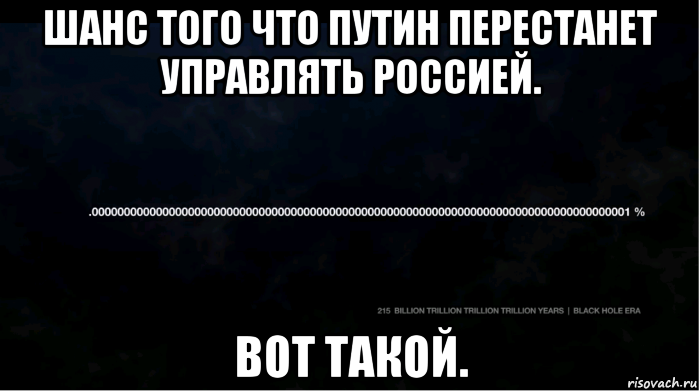 шанс того что путин перестанет управлять россией. вот такой., Мем Почти нет шансов