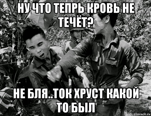 ну что тепрь кровь не течёт? не бля..ток хруст какой то был, Мем Война во Вьетнаме