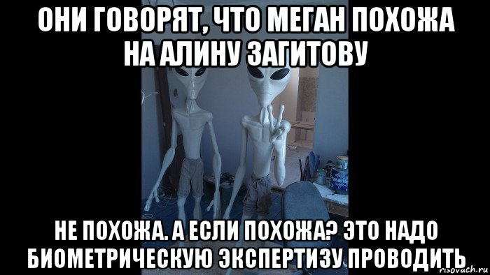 они говорят, что меган похожа на алину загитову не похожа. а если похожа? это надо биометрическую экспертизу проводить