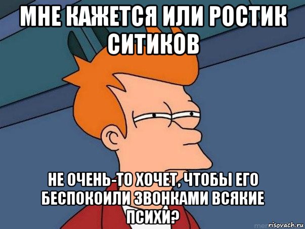 мне кажется или ростик ситиков не очень-то хочет, чтобы его беспокоили звонками всякие психи?, Мем  Фрай (мне кажется или)