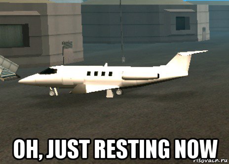  oh, just resting now, Мем GTA SA shamal from the back parked with closed stairs