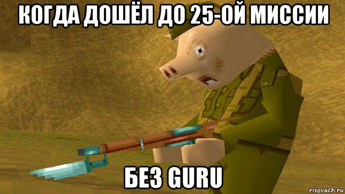 когда дошёл до 25-ой миссии без guru, Мем Hogs Of War