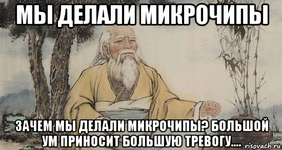 мы делали микрочипы зачем мы делали микрочипы? большой ум приносит большую тревогу...., Мем Лао цзы