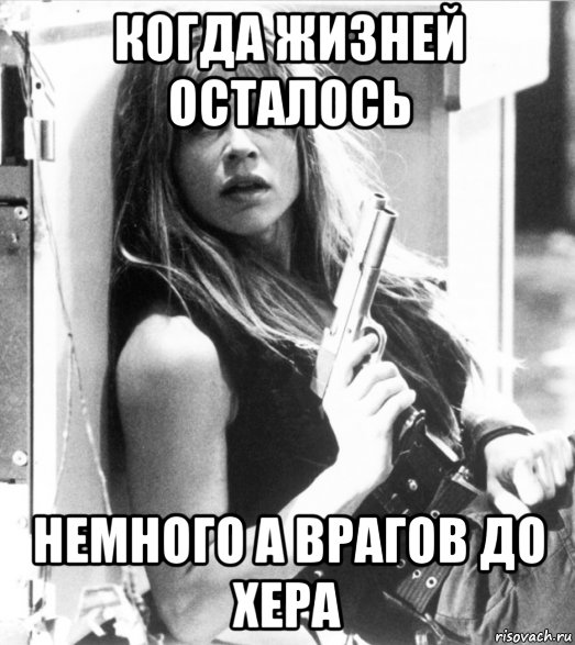 когда жизней осталось немного а врагов до хера, Мем Linda Hamilton