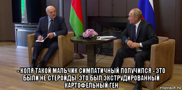 - коля такой мальчик симпатичный получился - это были не стеройды. это был экструдированный картофельный ген, Мем Лукашенко