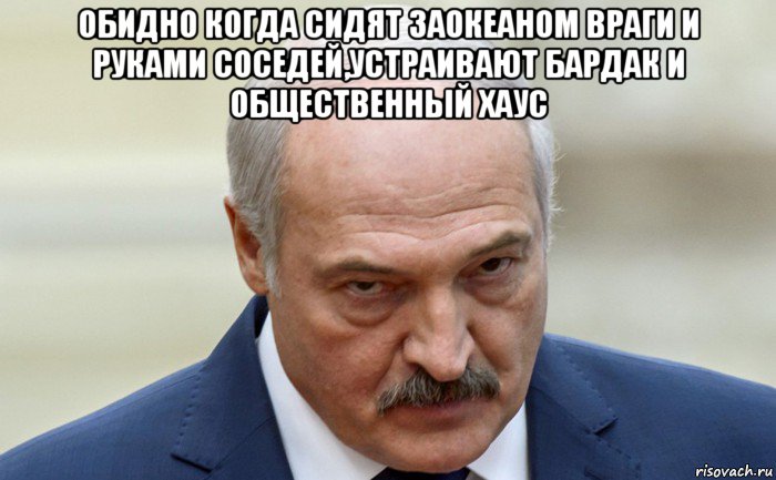 обидно когда сидят заокеаном враги и руками соседей,устраивают бардак и общественный хаус , Мем Лукашенко