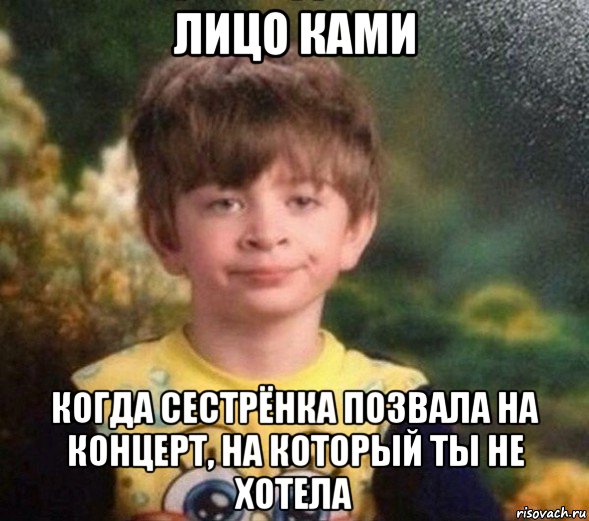 лицо ками когда сестрёнка позвала на концерт, на который ты не хотела, Мем Недовольный пацан