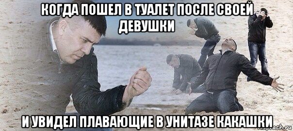 когда пошел в туалет после своей девушки и увидел плавающие в унитазе какашки