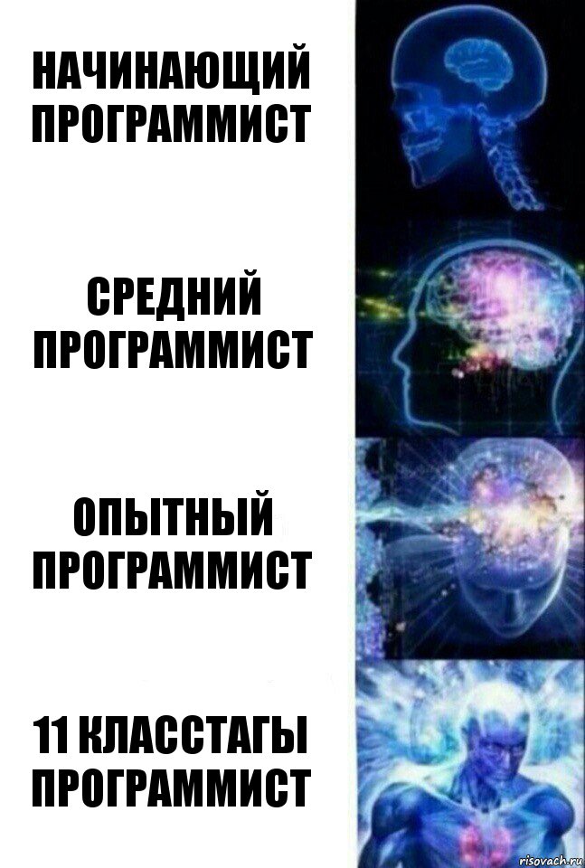 начинающий программист средний программист опытный программист 11 класстагы программист, Комикс  Сверхразум