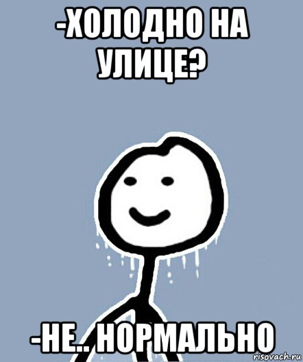 -холодно на улице? -не.. нормально, Мем  Теребонька замерз