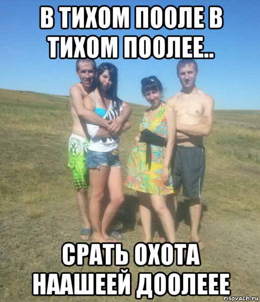 в тихом пооле в тихом поолее.. срать охота наашеей доолеее, Мем БыдлоНаОтдыхе