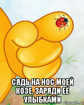  сядь на нос моей козе, заряди её улыбками, Мем Для тебя