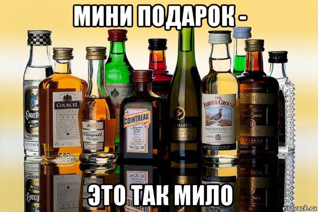 мини подарок - это так мило, Мем Коллекция алкоголя