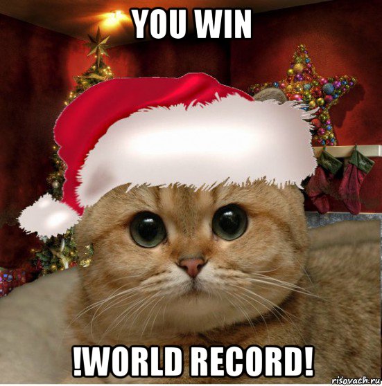 you win !world record!