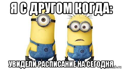 я с другом когда: увидели расписание на сегодня, Мем Миньоны