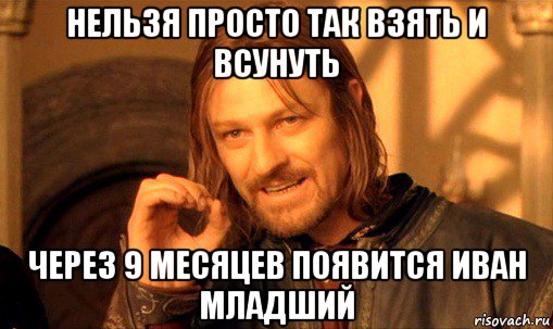 нельзя просто так взять и всунуть через 9 месяцев появится иван младший, Мем Нельзя просто так взять и (Боромир мем)