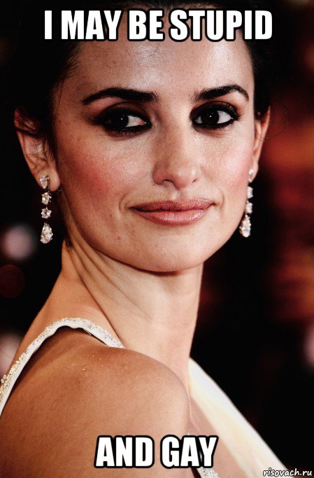 i may be stupid and gay, Мем Penelope Cruz