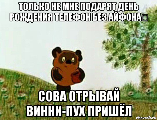 только не мне подарят день рождения телефон без айфона！ сова отрывай винни-пух пришёл, Мем Странный предмет