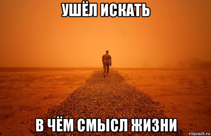 ушёл искать в чём смысл жизни