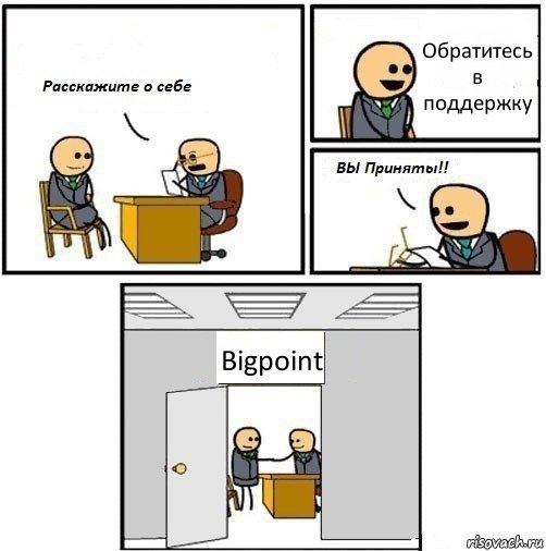 Обратитесь в поддержку Bigpoint