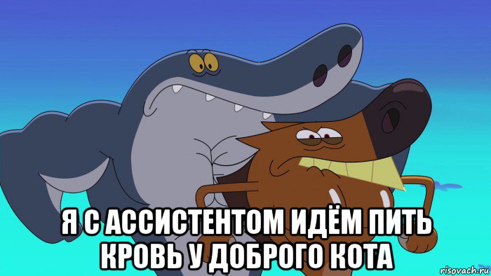  я с ассистентом идём пить кровь у доброго кота, Мем Зиг и Шарко