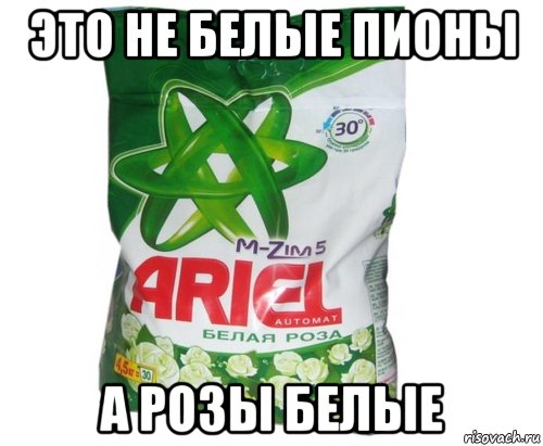 это не белые пионы а розы белые, Мем Ариэль порошок белая роза