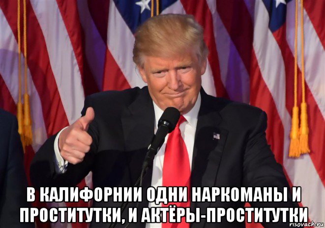  в калифорнии одни наркоманы и проститутки, и актёры-проститутки, Мем Donald Trump