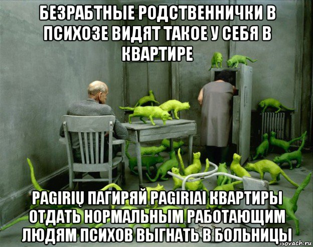 безрабтные родственнички в психозе видят такое у себя в квартире pagirių пагиряй pagiriai квартиры отдать нормальным работающим людям психов выгнать в больницы, Мем Коты из Марса