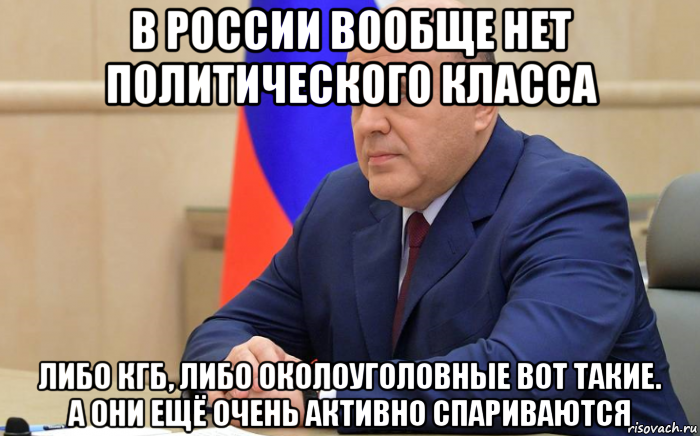 в россии вообще нет политического класса либо кгб, либо околоуголовные вот такие. а они ещё очень активно спариваются, Мем Мишустин