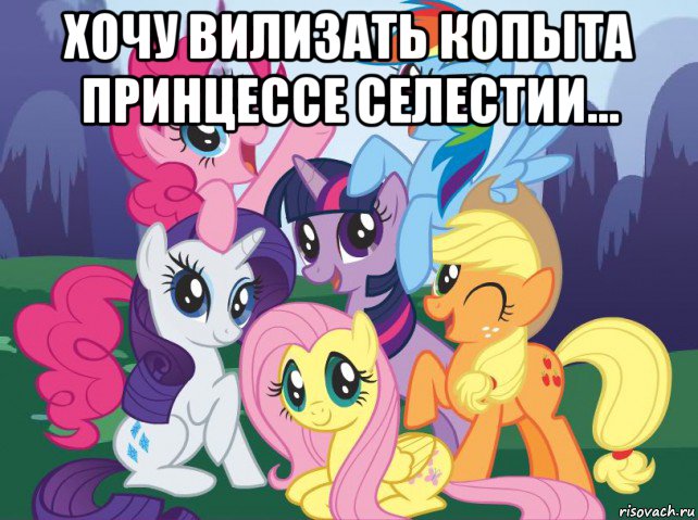 хочу вилизать копыта принцессе селестии... , Мем My little pony