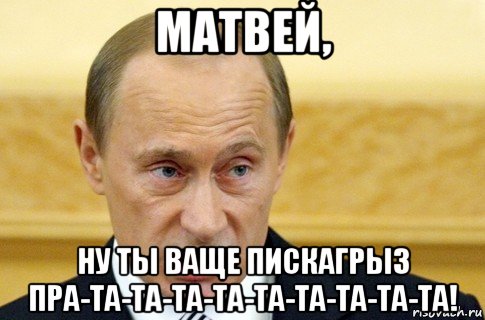 матвей, ну ты ваще пискагрыз пра-та-та-та-та-та-та-та-та-та!, Мем путин