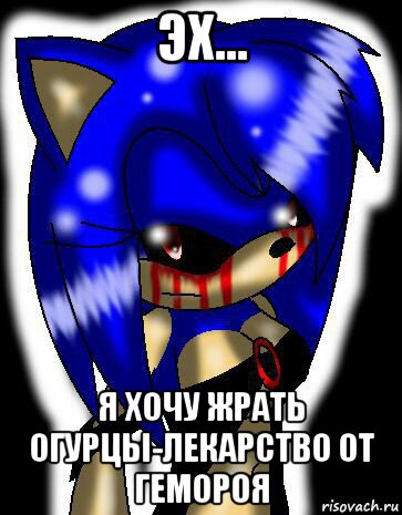 эх... я хочу жрать огурцы-лекарство от гемороя, Мем Sonic exe