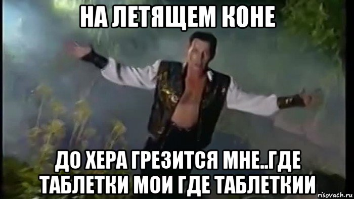 на летящем коне до хера грезится мне..где таблетки мои где таблеткии, Мем Вадим Казаченко