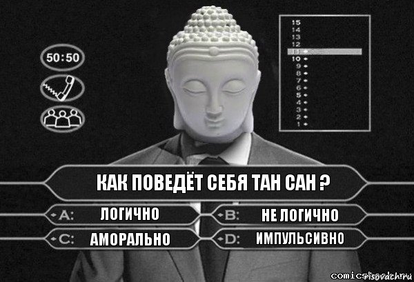 Как поведёт себя Тан Сан ? Логично Не логично Аморально Импульсивно