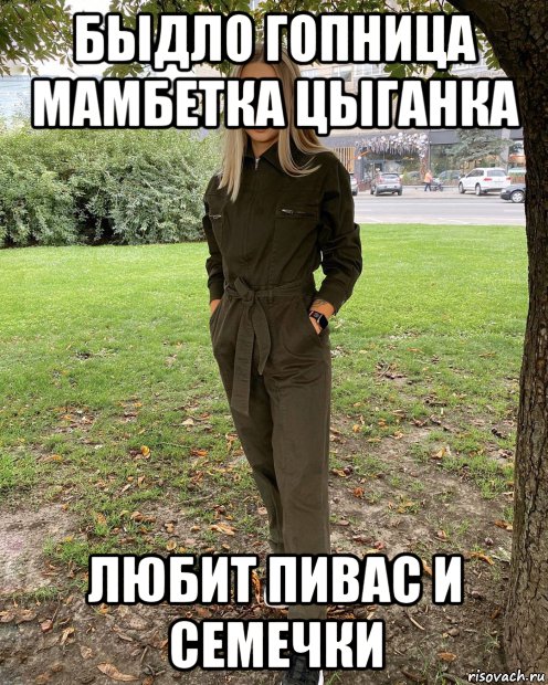 быдло гопница мамбетка цыганка любит пивас и семечки, Мем Быдло мамбетка деребаска