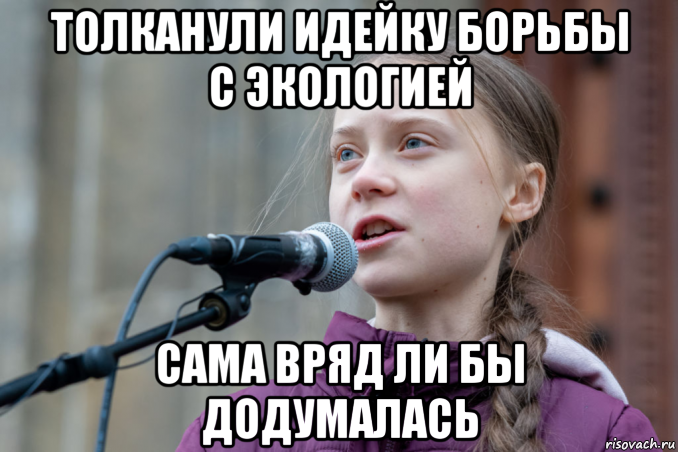 толканули идейку борьбы с экологией сама вряд ли бы додумалась, Мем Greta Thunberg