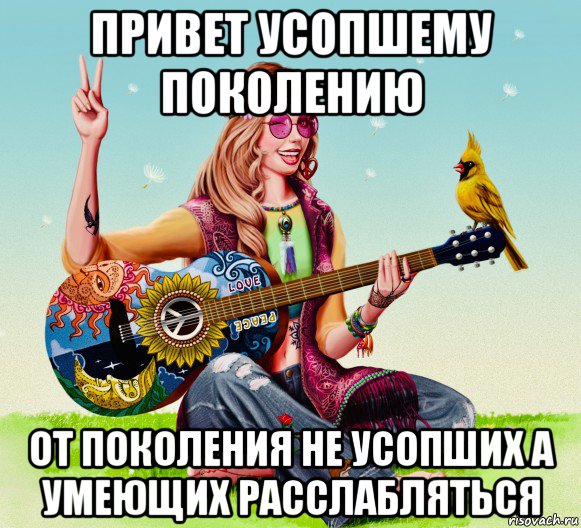 привет усопшему поколению от поколения не усопших а умеющих расслабляться, Мем Hippie Girl Music
