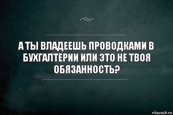 А ты владеешь проводками в бухгалтерии или это не твоя обязанность?