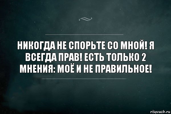 Никогда не спорьте со мной! Я всегда прав! Есть только 2 мнения: моё и не правильное!, Комикс Игра Слов