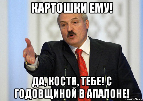 картошки ему! да, костя, тебе! с годовщиной в апалоне!, Мем лукашенко