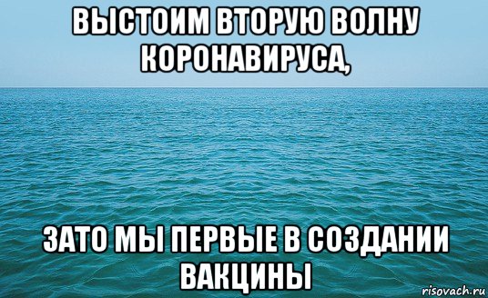 выстоим вторую волну коронавируса, зато мы первые в создании вакцины, Мем Море