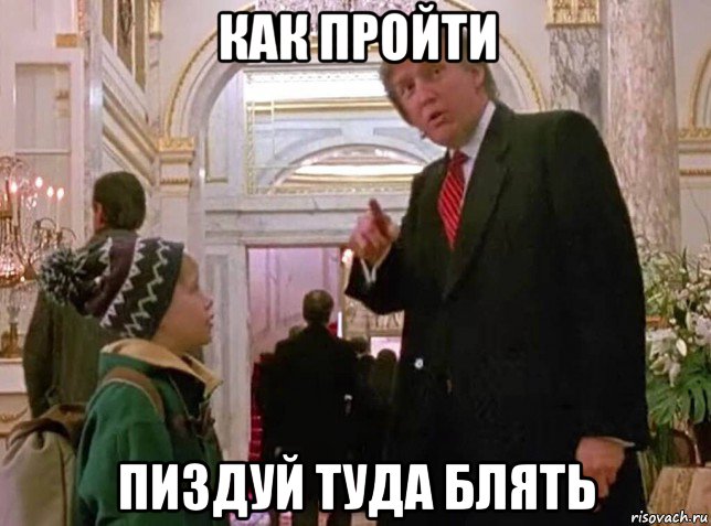 как пройти пиздуй туда блять, Мем Один дома 2