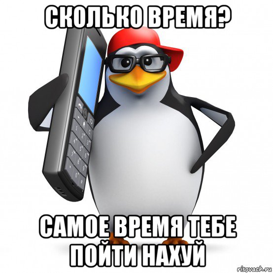 сколько время? самое время тебе пойти нахуй, Мем   Пингвин звонит