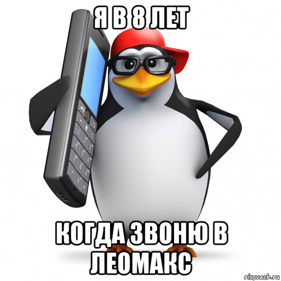 я в 8 лет когда звоню в леомакс, Мем   Пингвин звонит