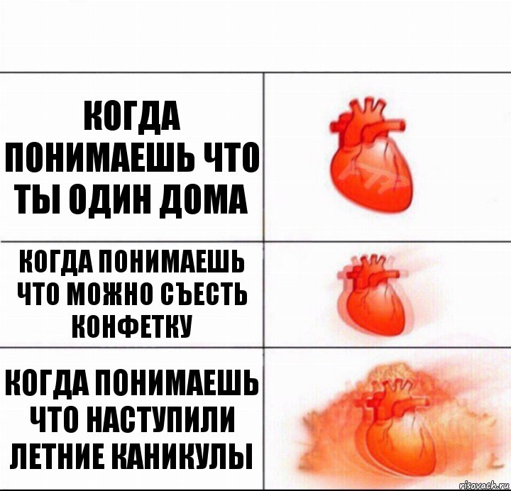 Когда понимаешь что ты один дома Когда понимаешь что можно съесть конфетку Когда понимаешь что наступили летние каникулы, Комикс  Расширяюшее сердце