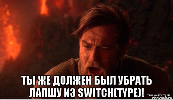  ты же должен был убрать лапшу из switch(type)!, Мем ты был мне как брат